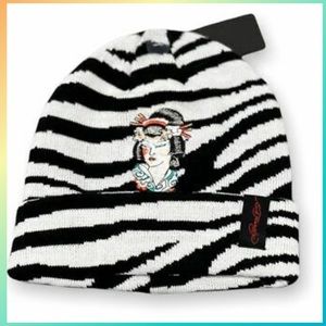 NWT - Ed Hardy  "Geisha" Embroidered beanie hat.